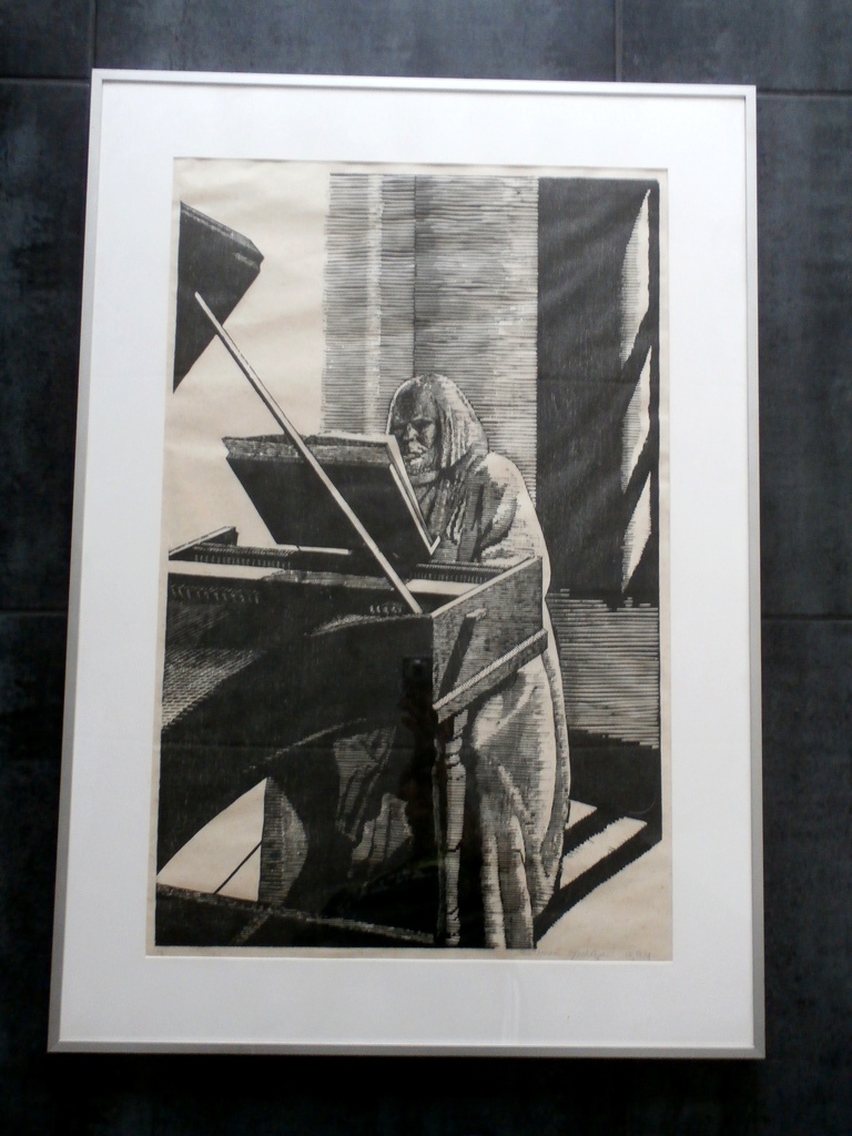 Herman Gordijn - grote ingelijste houtsnede: Lida Clavacimbel II - 1984 verkocht voor € 110!