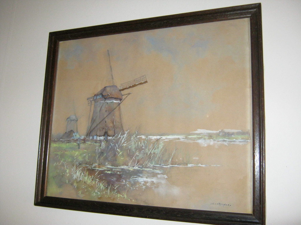 J.C. van der  Heijden  Aquarelle  Landschap met Molen kopen? Bied vanaf 35!