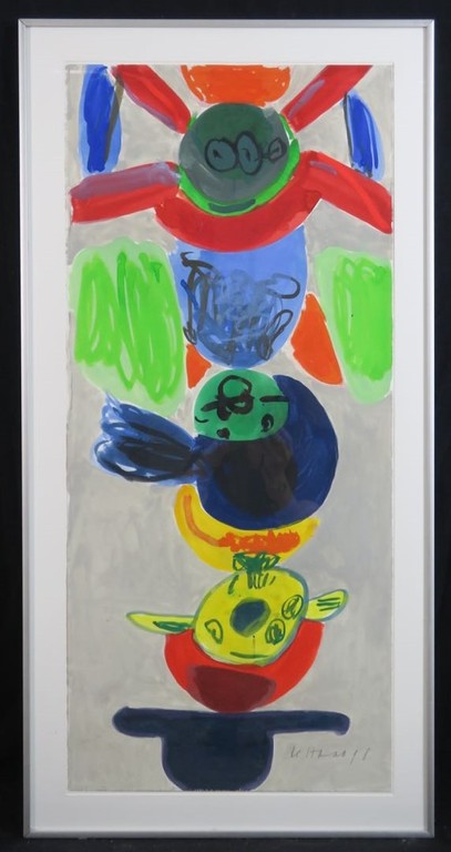 Jurjen de Haan: Gouache, Zonder titel XXVIII - Ingelijst verkocht voor € 131!