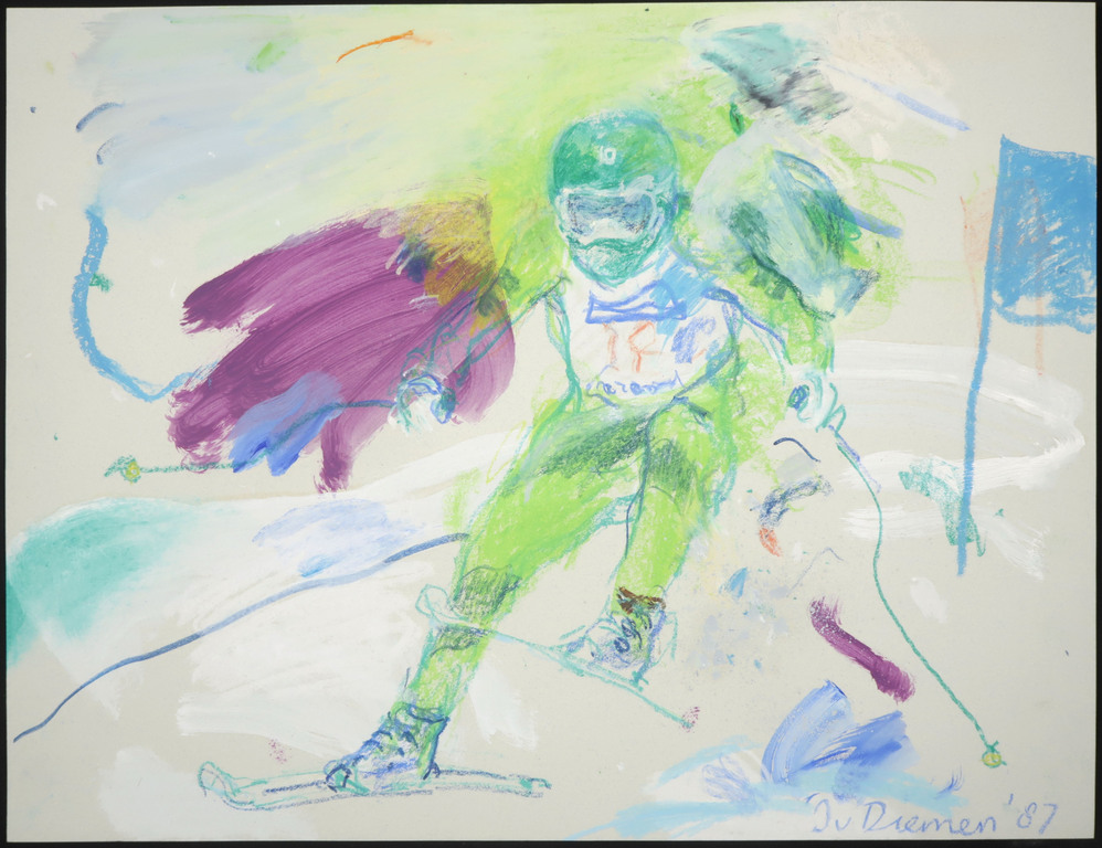 Jan van Diemen: Gouache en krijt, Skier   kopen? Bied vanaf 35!