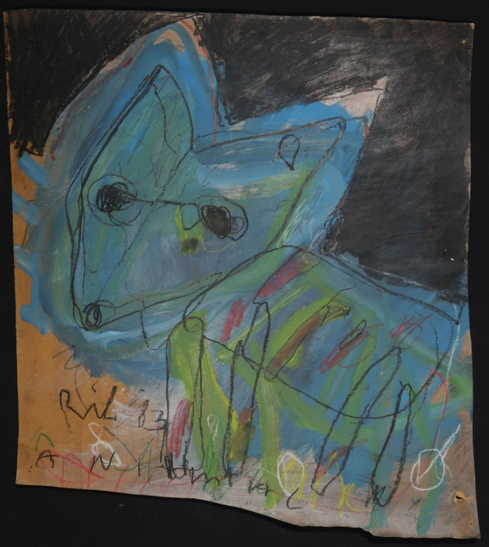 Rik van Iersel: Acryl en Krijt, Z.T. Hondje kopen? Bied vanaf 120!