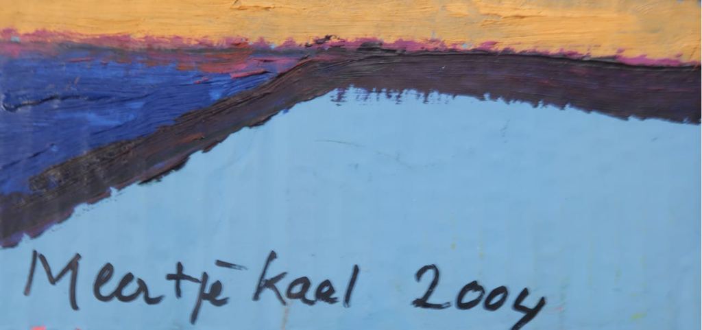 Lot met 3x olieverf en collage op karton van Meertje Kaal (Groot) kopen? Bied vanaf 1!