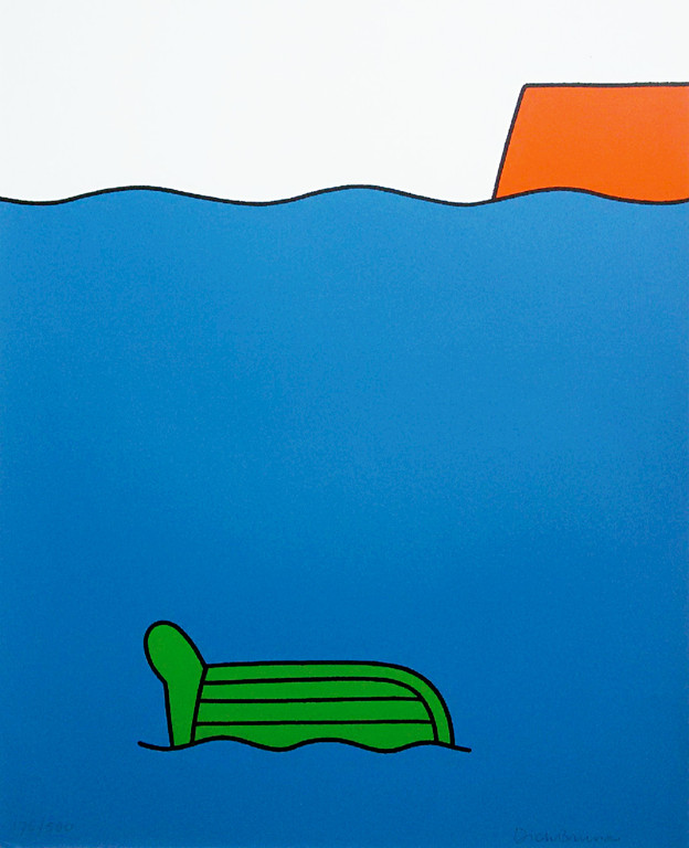 Dick Bruna - Omgeslagen bootje, handgesigneerde zeefdruk verkocht voor € 275!