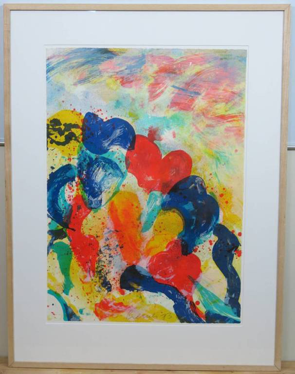 Jan Cremer -Tulpen - Kleurrijke Zeefdruk. 1973. Mooi ingelijst (groot) kopen? Bied vanaf 435!