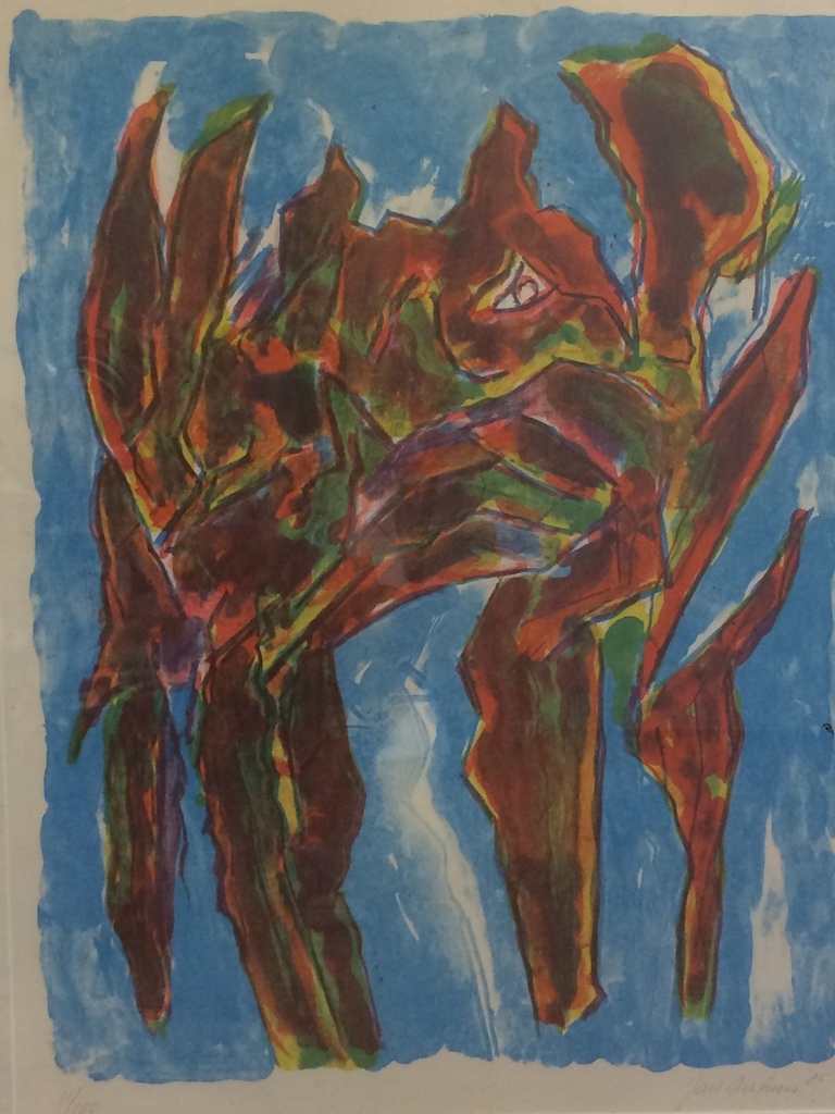 Jan Sierhuis - Jan Sierhuis, Dier in een landschap, litho uit 1985. 11/100 in goede staat. verkocht voor € 100!