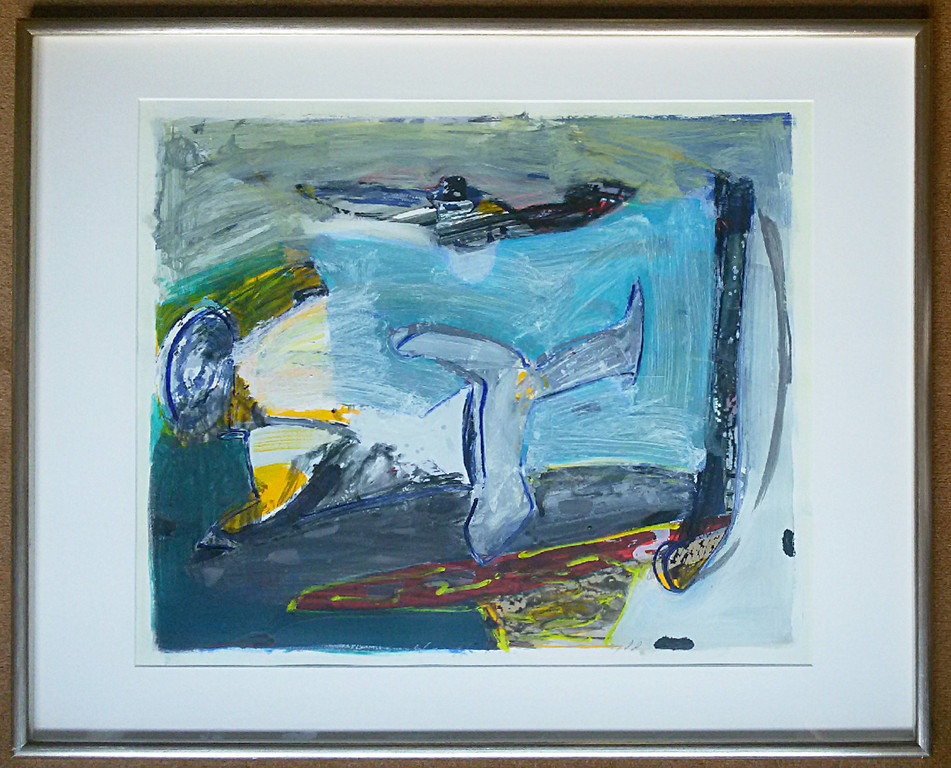Piet Warffemius - Abstract, acrylverf op papier (mooi ingelijst, groot) kopen? Bied vanaf 250!