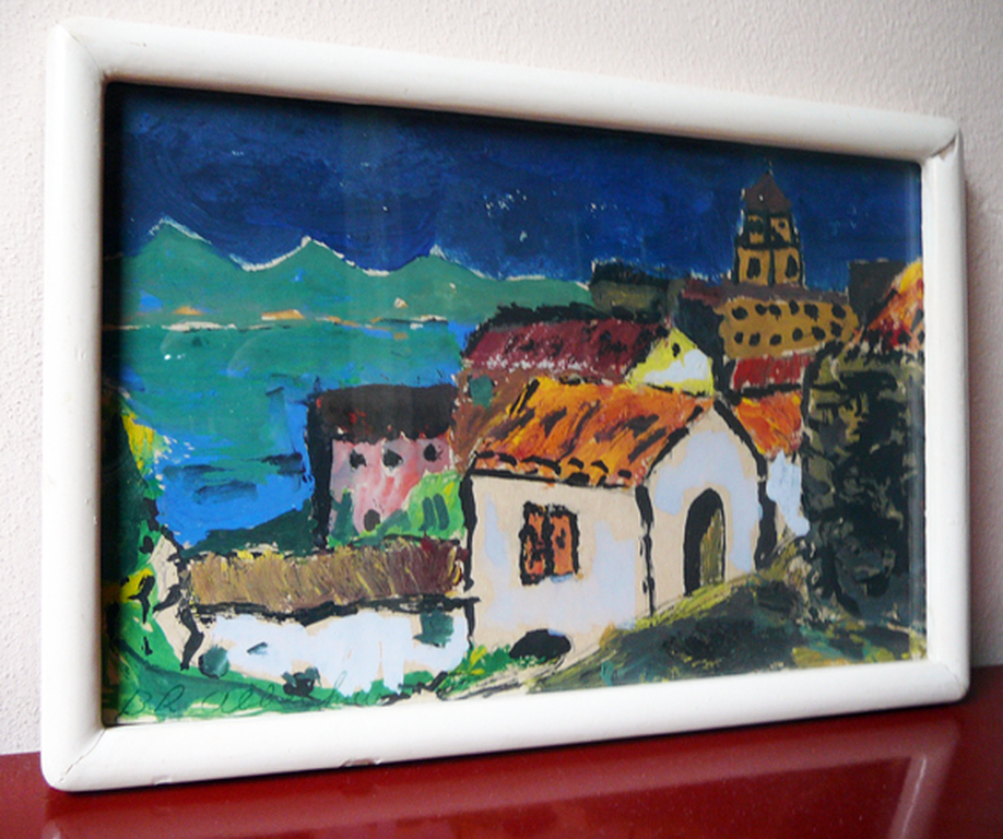 Richard Abbenhuis: Dorp aan zee -gouache jaren '50- kopen? Bied vanaf 1!