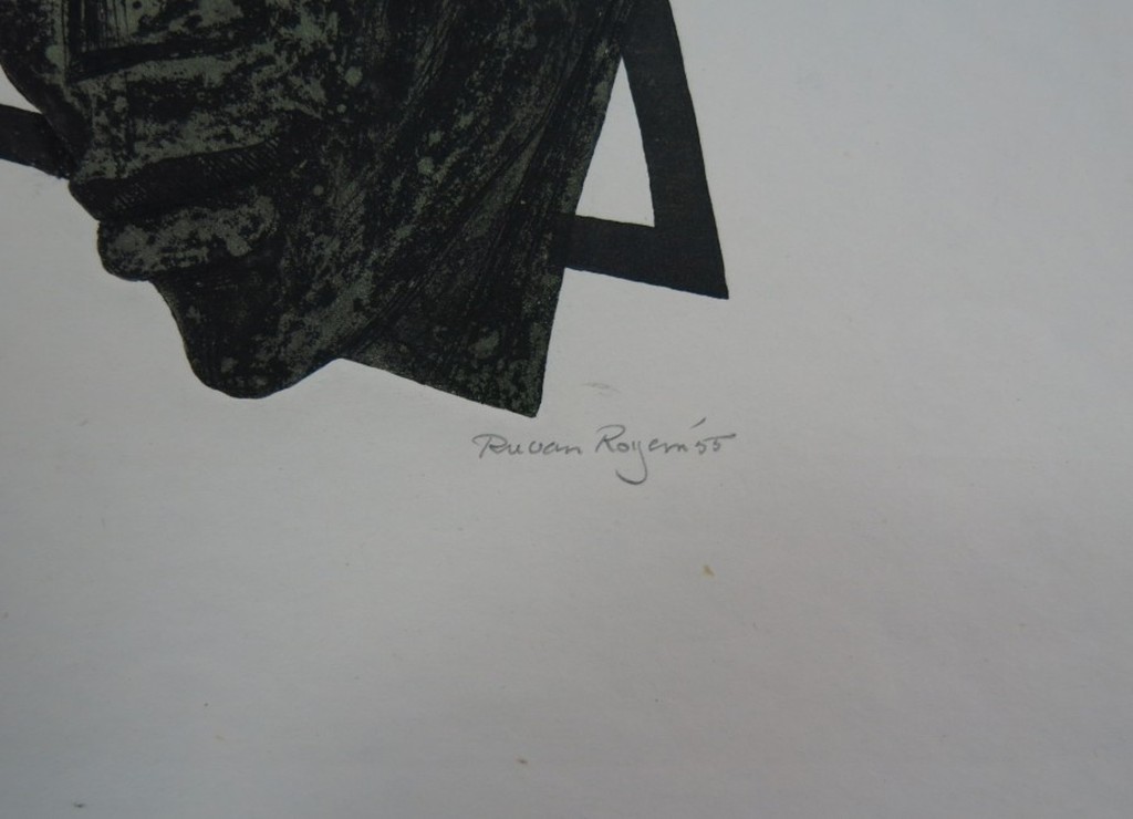 Ru van Rossem: Ets, Blinddruk en lino op geschept papier, I'll make me a man kopen? Bied vanaf 40!
