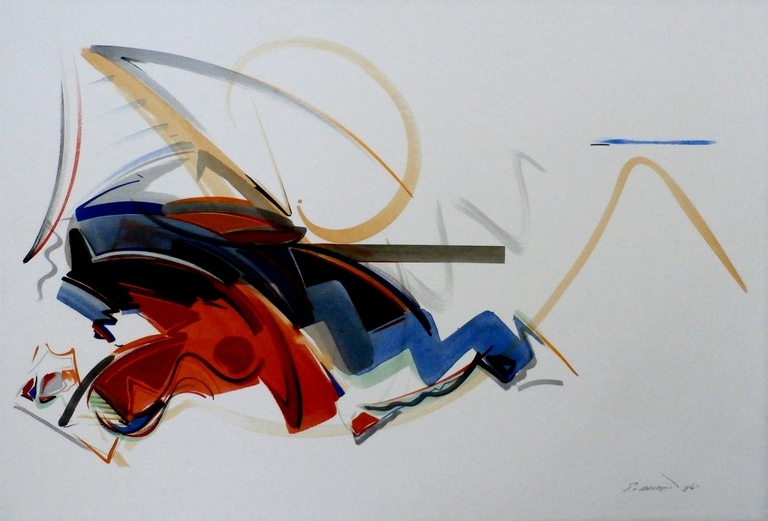 Peter van Drumpt - Grote Aquarel - 1994 kopen? Bied vanaf 90!