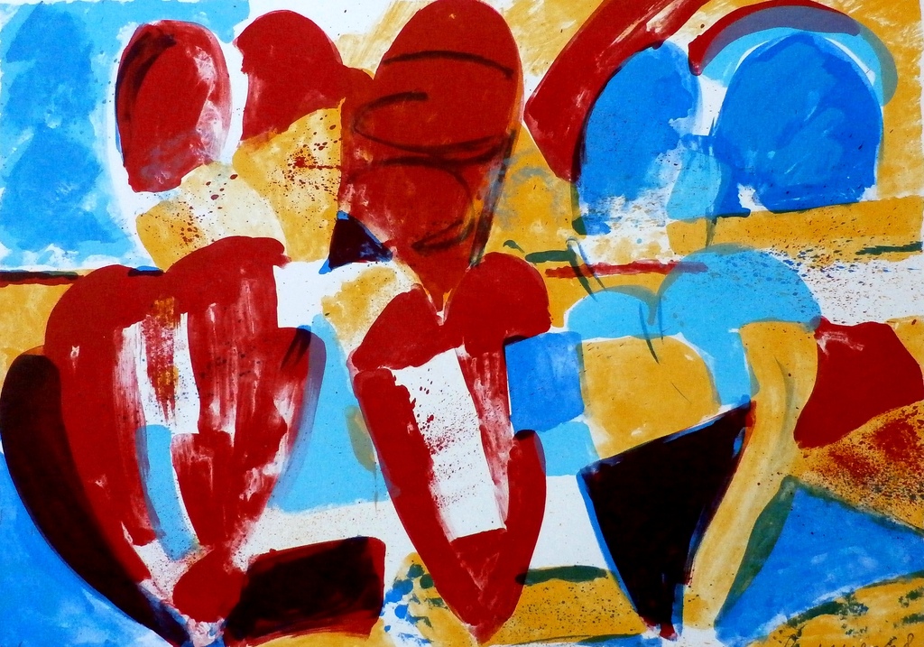 Jan Cremer - zeefdruk: L'histoire des Coeurs IV- 1998 kopen? Bied vanaf 225!