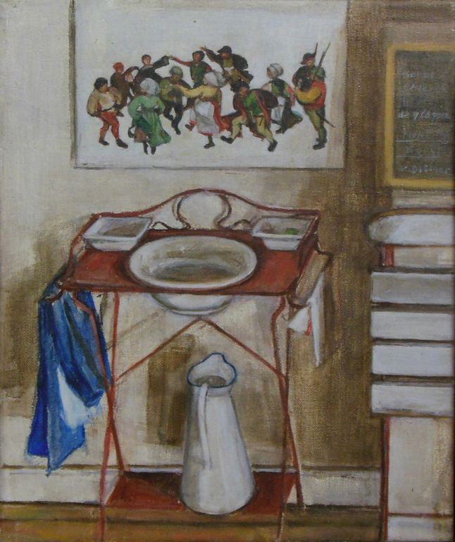 Marjan de Glopper: Olieverf, Wastafel - Ingelijst kopen? Bied vanaf 60!