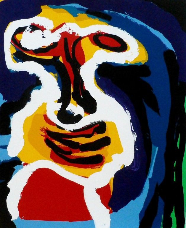 Karel Appel - zeefdruk: Head against blue sky - 1977 verkocht voor € 300!