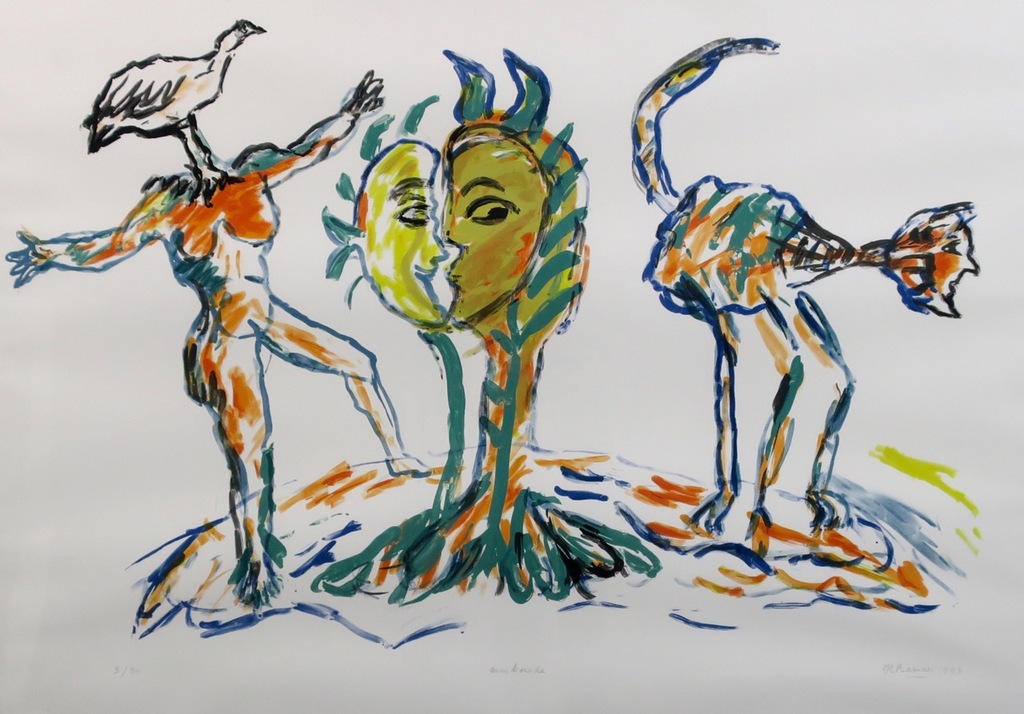 Hanny Ramaer: Zeefdruk, Maskerade - Ingelijst (Groot) kopen? Bied vanaf 25!