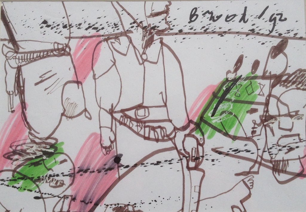 Herman Brood - originele tekening - viltstift op papier / ingelijst verkocht voor € 400!