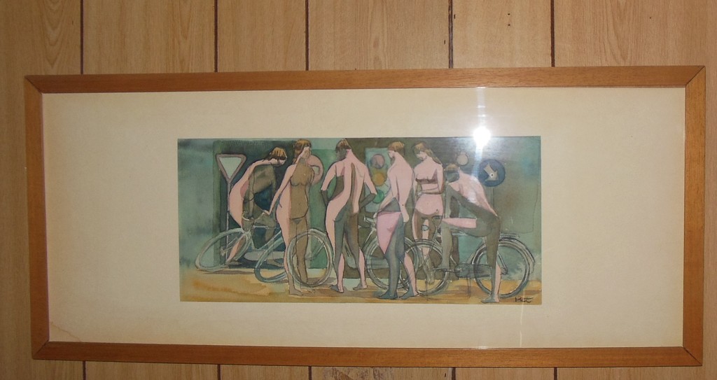 Piet van Mook, aquarel, Fietsenrally kopen? Bied vanaf 75!