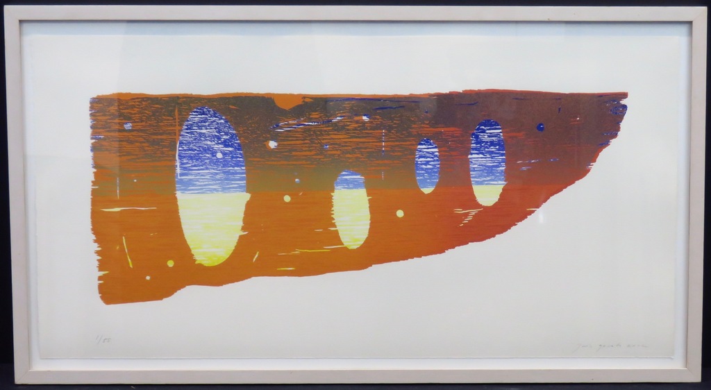 Joris Geurts:: Houtsnede, Zonder titel (liggend) -Ingelijst kopen? Bied vanaf 35!