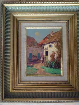 Jan Simon Knikker (jr.) - Knikker, Olieverf, Boerenerf tafereeltje verkocht voor € 200!