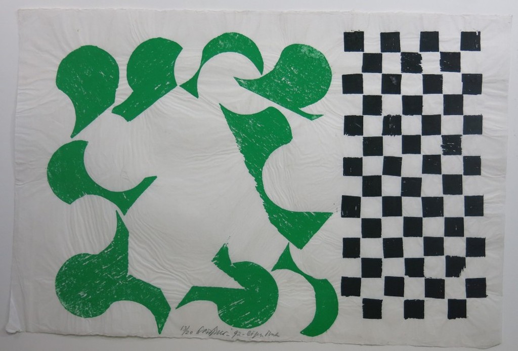 Carel Visser: Houtsnede, Schaakboordmotief   kopen? Bied vanaf 1!