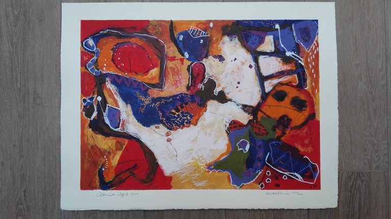 Alexander Vogels, zeefdruk op papier, titel: " waterdrinker " verkocht voor € 50!