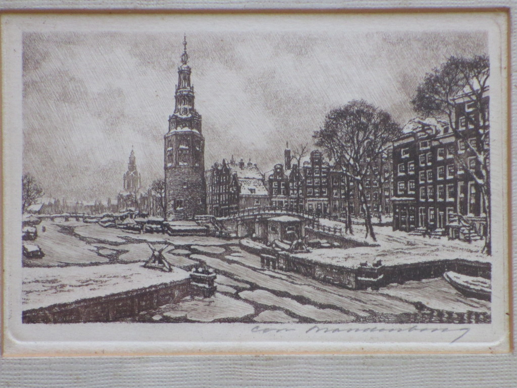 Cornelis Brandenburg, Oude Schans in de sneeuw, Ets verkocht voor € 60!