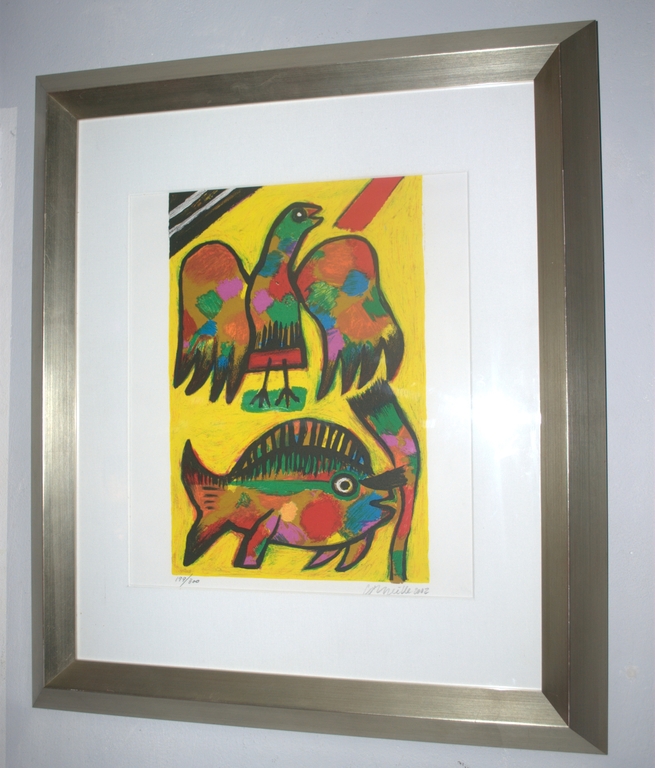 Vogel en vis - litho 199/300 - 2002 - galerielijst kopen? Bied vanaf 175!
