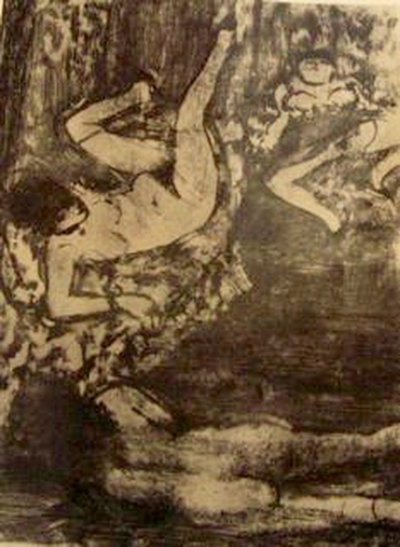 Edgar Degas  Koperets “Mîme des courtisanes” (afm. 210 x 280 mm.) verkocht voor € 55!