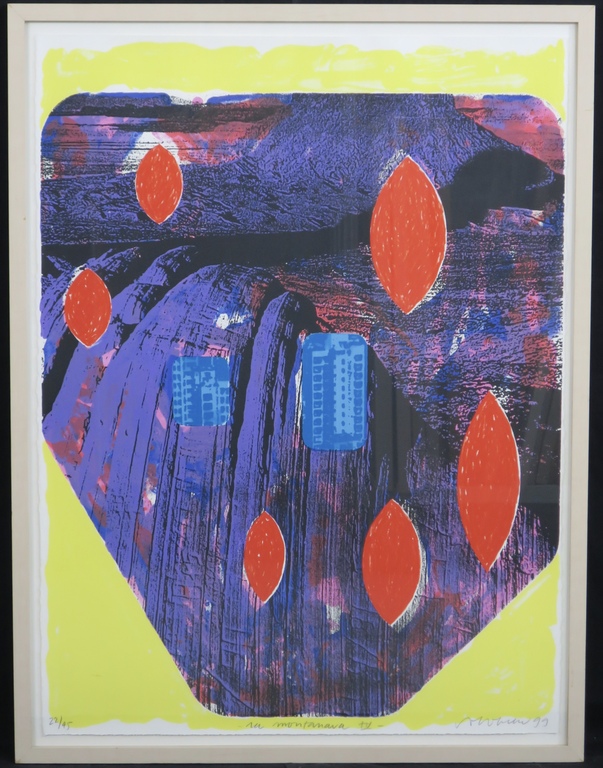 Jelis van Dolderen: Zeefdruk, La Montanara IV -Ingelijst verkocht voor € 40!