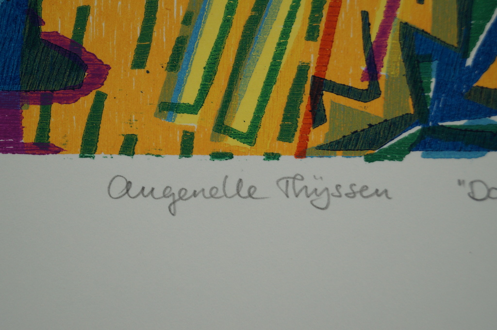 Angenelle Thijssen - gesigneerde houtsnede - Door smalle straatjes kopen? Bied vanaf 15!