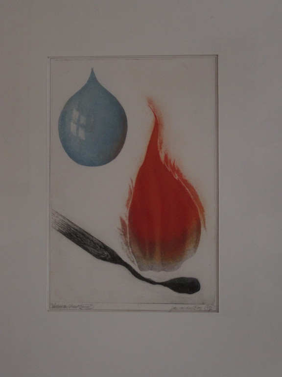 Zeer beperkte oplage 2/7 Litho "Water en Vuur 2000" gesigneerd Jan vd Bos   kopen? Bied vanaf 1!