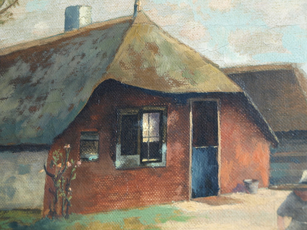 Onbekend : Olieverf op doek – Boerenlandschap – gesigneerd - 1922 kopen? Bied vanaf 1!