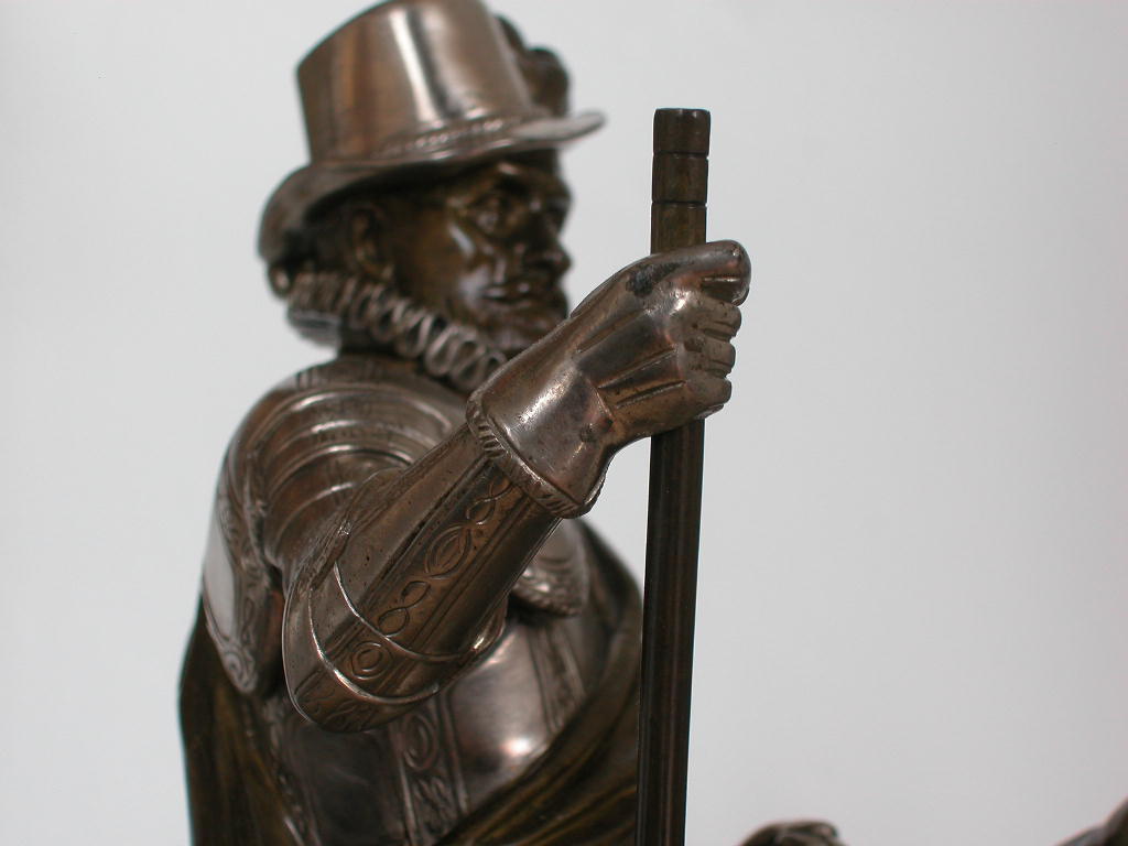 Willem van Oranje.bronzen beeld. gesigneerd en gietersmerk Susse freres,19e eeuw verkocht voor € 1850!