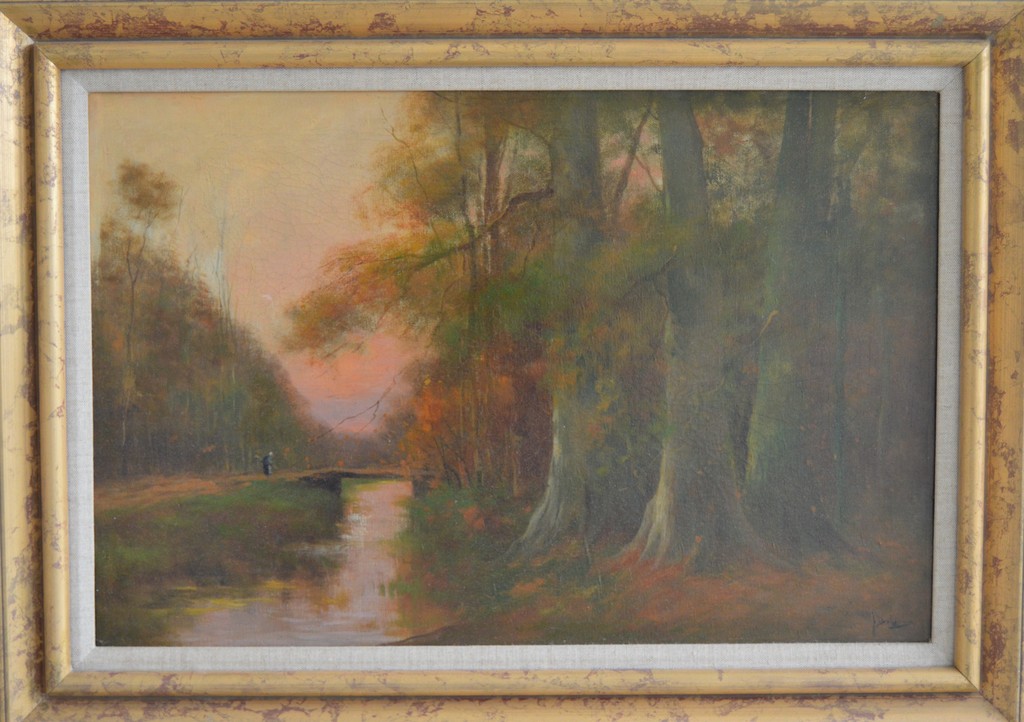 J.H. Doeleman (1848-1913): Boslandschap - olieverf op linnen - gesigneerd verkocht voor € 89!