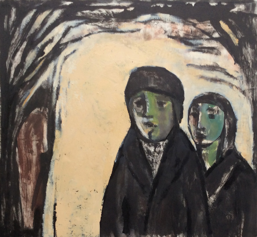 Irene Joffroy - Man en vrouw met paard - olieverf op papier verkocht voor € 150!