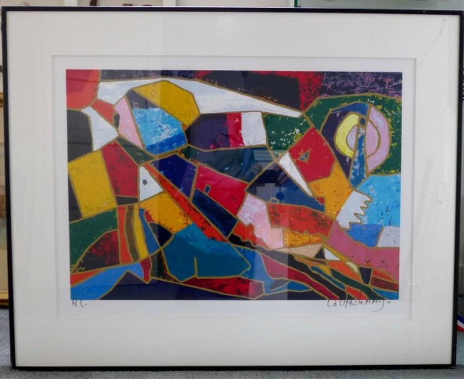 Theo Mackaay, zeefdruk, ingelijst  kopen? Bied vanaf 175!