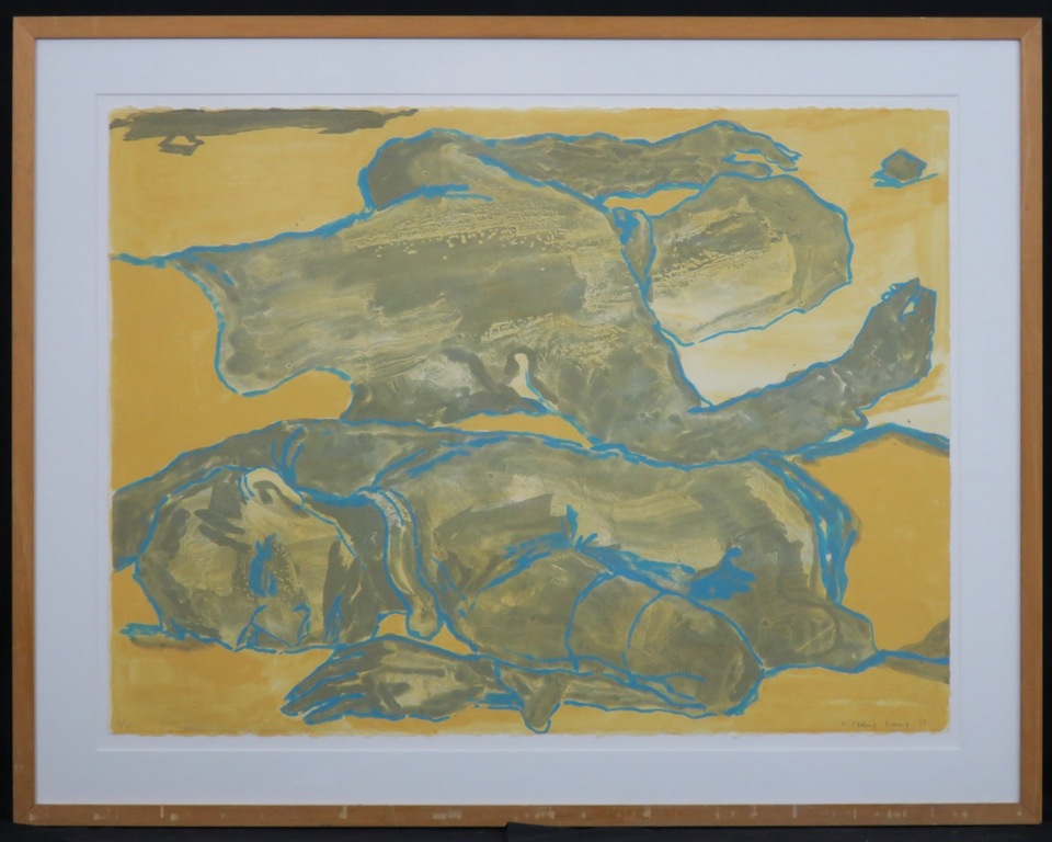 Koen Ebeling Koning: Litho, Zonder titel (goudkleur) - Ingelijst kopen? Bied vanaf 1!