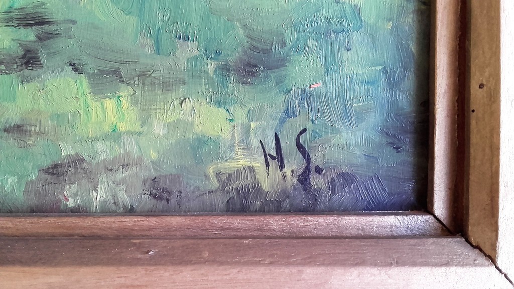 Dorpsgezicht - Olieverf op paneel - Gesigneerd met Monogram H.S. kopen? Bied vanaf 35!