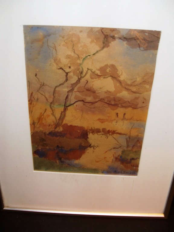 Piet Zwiers, aquarel, landschap verkocht voor € 60!