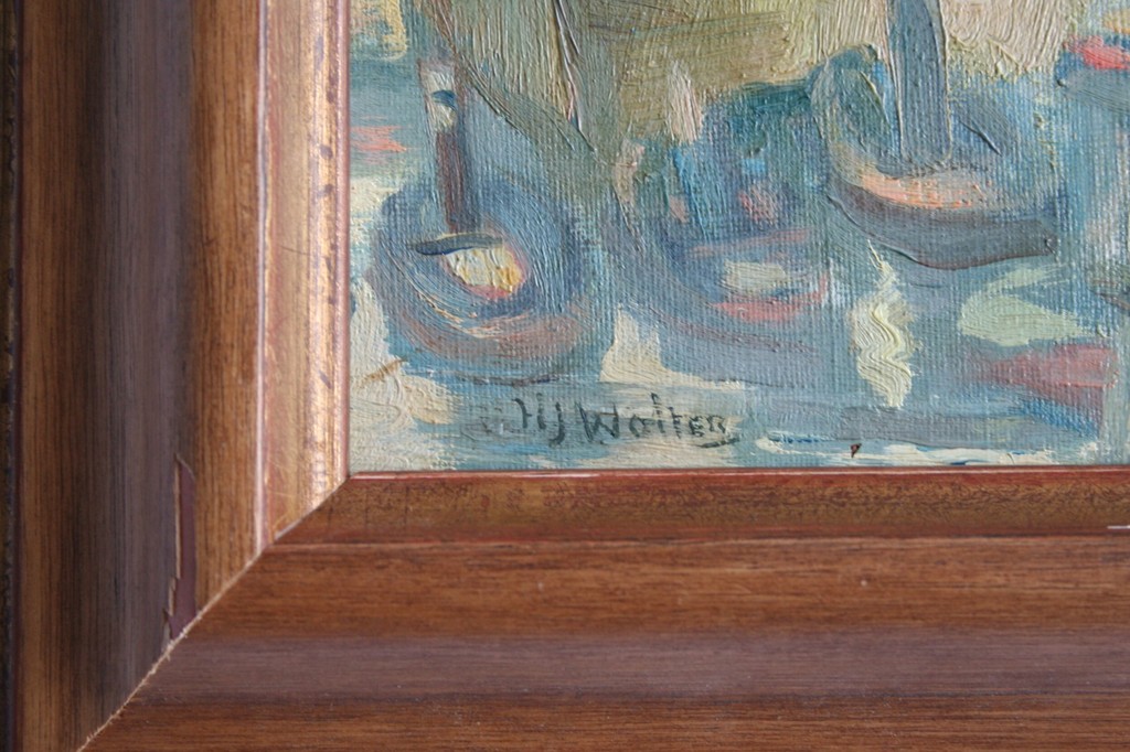 Olieverf op papier (marouflé) / board - havengezicht - gesigneerd kopen? Bied vanaf 1!