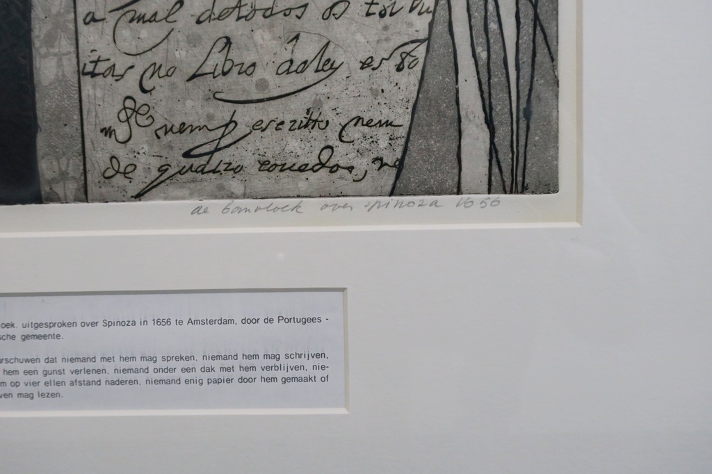 Harry van Kruiningen: Ets met reliëfdruk, De Banvloek van Spinoza - Ingelijst kopen? Bied vanaf 60!