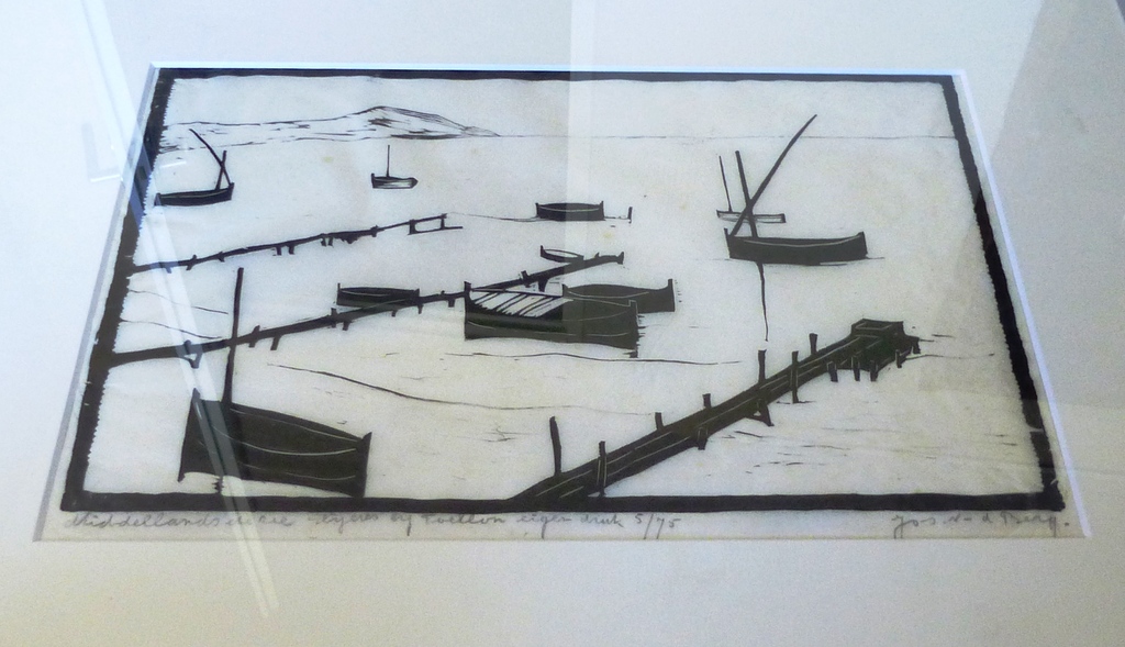 Jos van den Berg, houtsnede: Middelandse zee Heyeres bij Toullon, handgesigneerd en genummerd verkocht voor € 75!