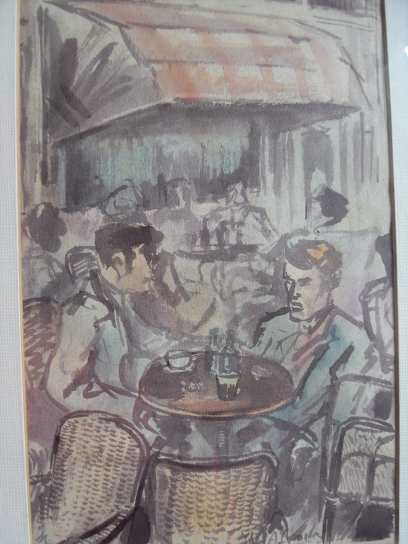 Cafescene te Parijs onbekende kunstenaar rond 1935 aquarel op papier 20 x 30 kopen? Bied vanaf 1!