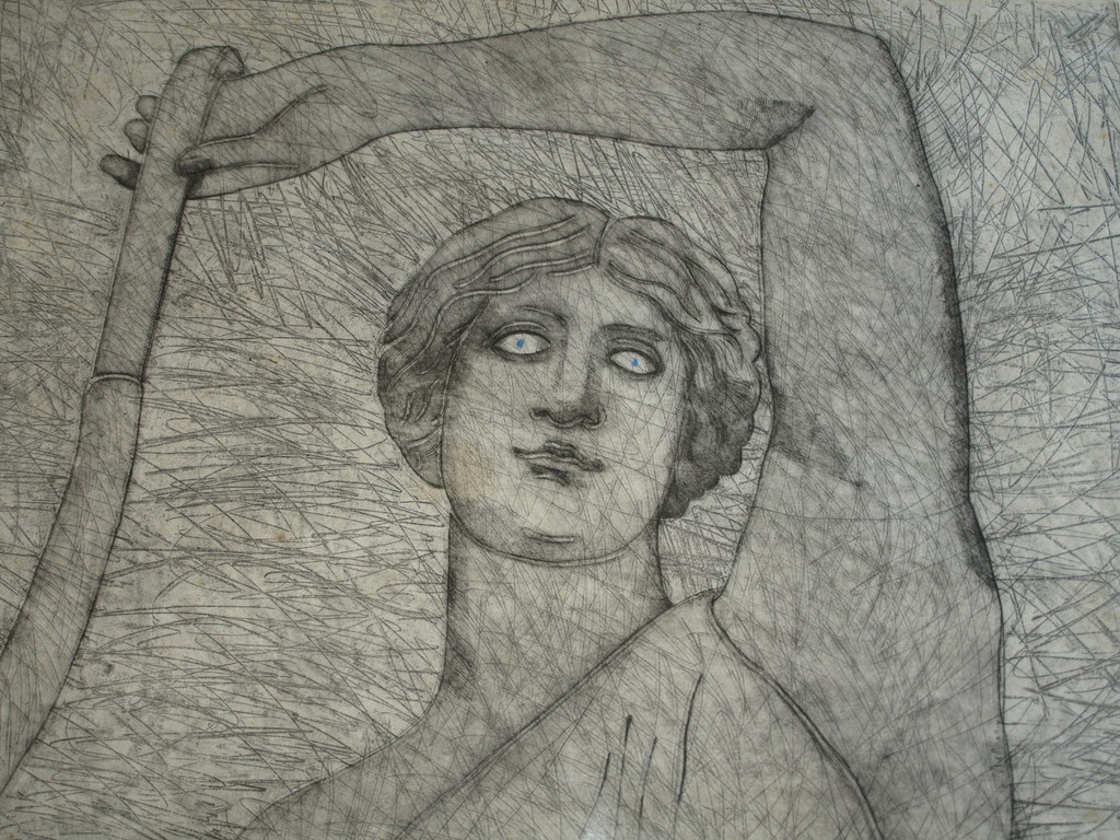 JAN DE GOEDE (1946) – Ets – Mythologie I – Gesigneerd & ingelijst – ca 1975 kopen? Bied vanaf 1!