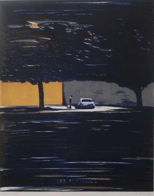 Peter Bes: Ets, Les Platanes - Ingelijst kopen? Bied vanaf 50!