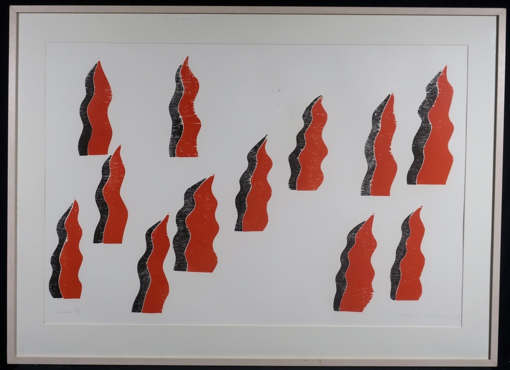 Marijke Verhoef: Houtsnede, Vuur 2 - Ingelijst (Groot) kopen? Bied vanaf 1!