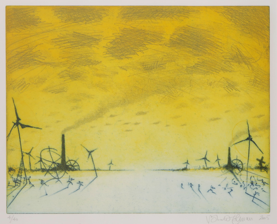 Ronald Tolman: Ets, Z.T. (geel) - Ingelijst kopen? Bied vanaf 80!