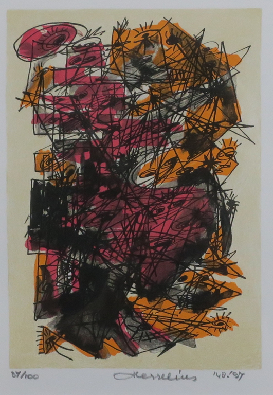 Henk Hesselius: Litho, Universum II - Ingelijst kopen? Bied vanaf 1!