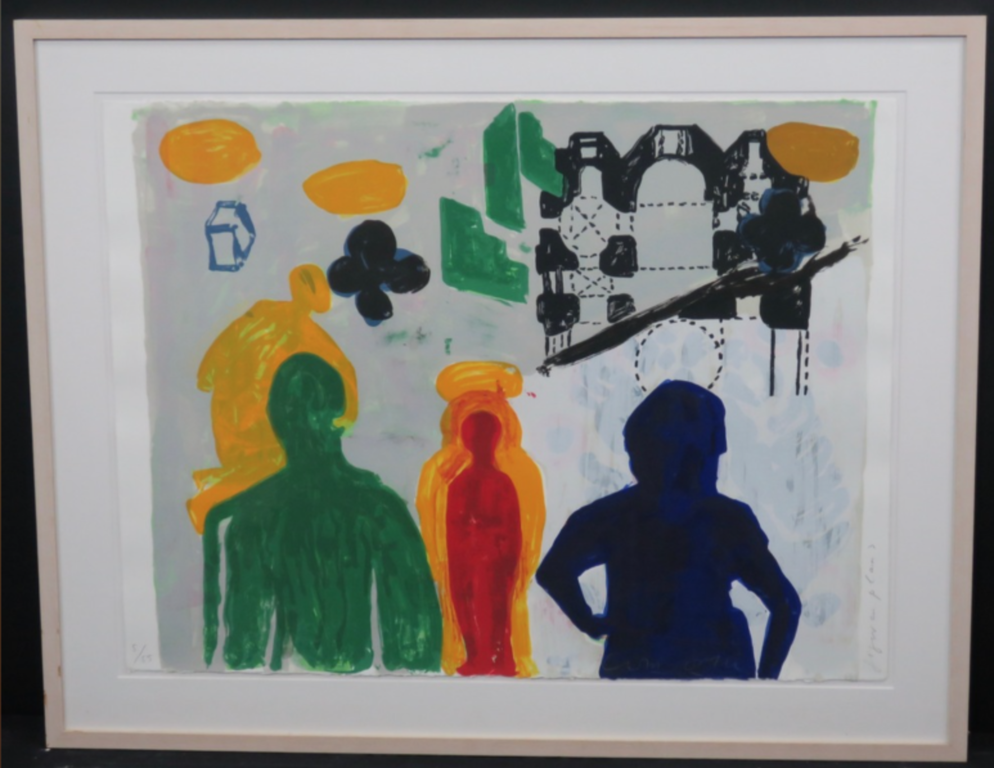 Cees Dolk: Zeefdruk, Figurenplan 3 -Ingelijst verkocht voor € 40!