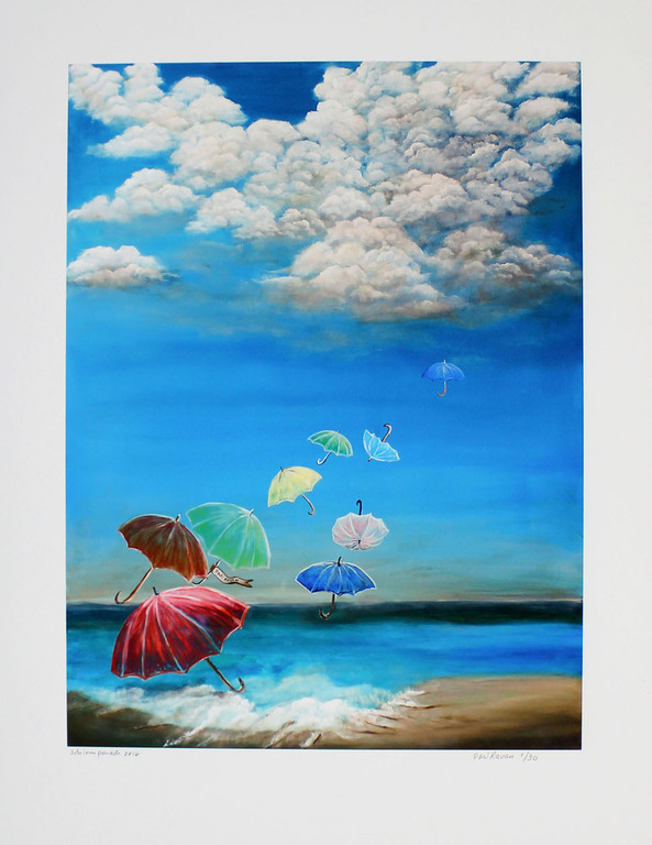 PARI RAVAN. - Paraplu parade - Glicee. Handgesigneerd/Genummerd 2014. 19/20. verkocht voor € 79!