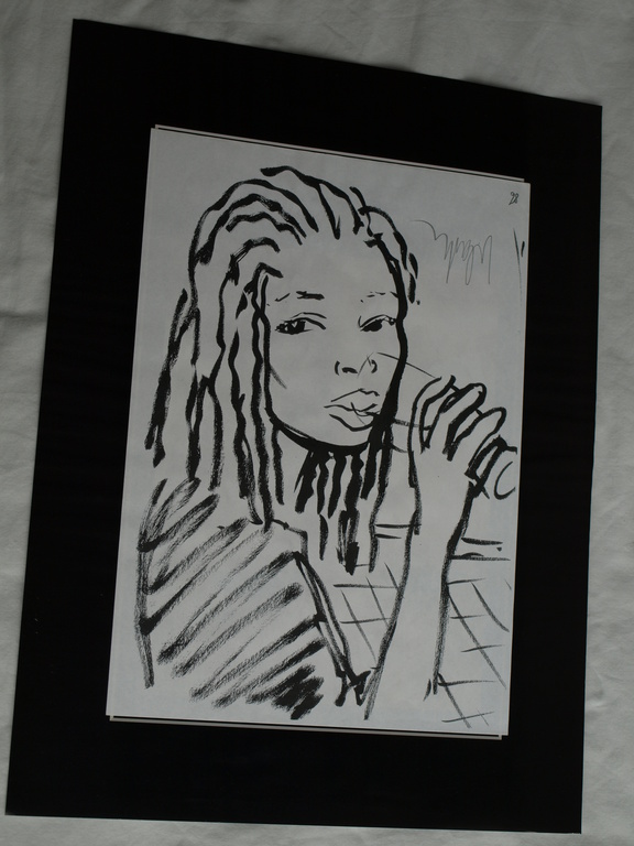 Peter Klashorst : Tekening / schets – Drinkende vrouw – gesigneerd  kopen? Bied vanaf 1!