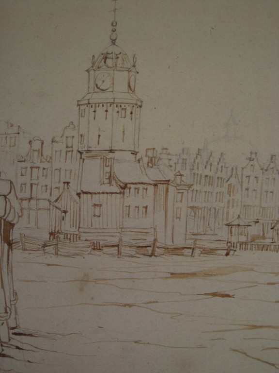 Antieke Potloodtekening G.L.Kiers (1838-1916) "Amsterdam Haringpakkerstoren "  kopen? Bied vanaf 1!